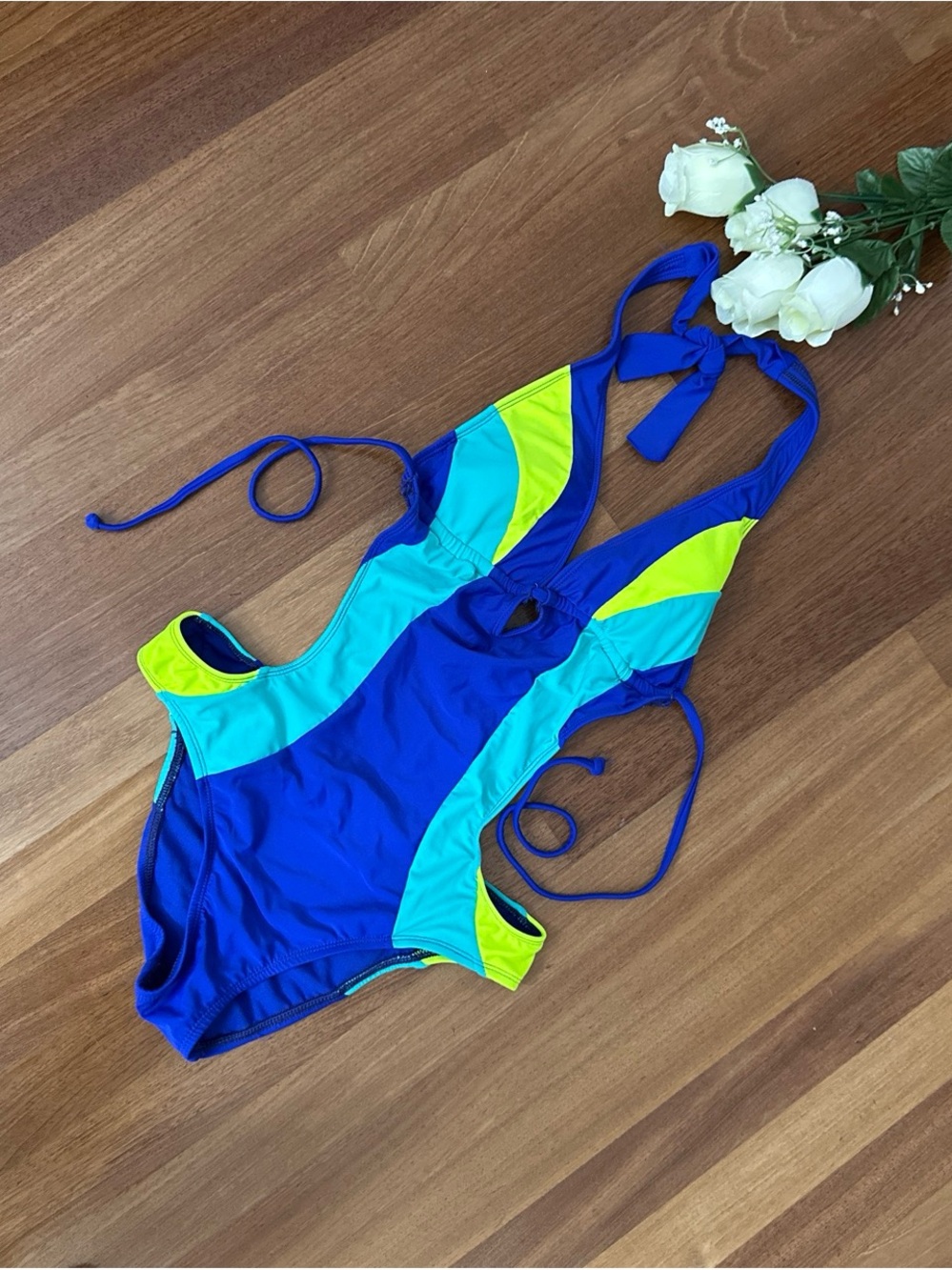 Colorblock Royal Blue & Neon One-Piece Swimsuit